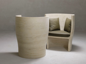 HOLLY - Travertine armchair high-back by Kreoo