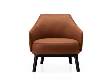 BELA - Upholstered leather armchair with armrests by Kristalia