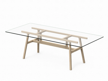 BOTTEGA - Rectangular wood and glass table by Kristalia