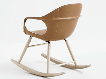 ELEPHANT ROCKING - Rocking tanned leather chair with armrests by Kristalia
