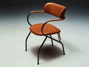 SPRING - Leather chair with armrests by La Manufacture
