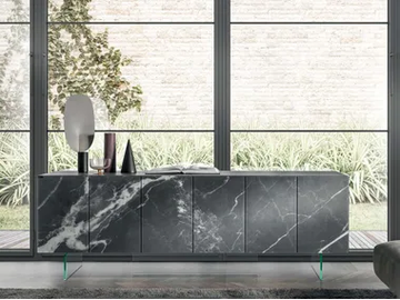 36E8 - 0699 CALACATTA BLACK MATT XGLASS - Modular sideboard by Lago