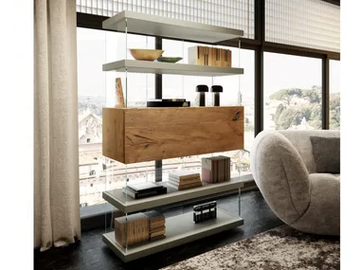 AIR - 1463 - Open wood and glass bookcase by Lago