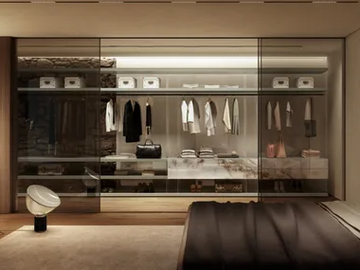 AIR - 1469 - Wood and glass walk-in wardrobe by Lago