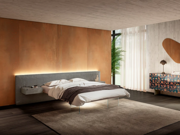 AIR 1505 - Fabric bed with integrated nightstands by Lago