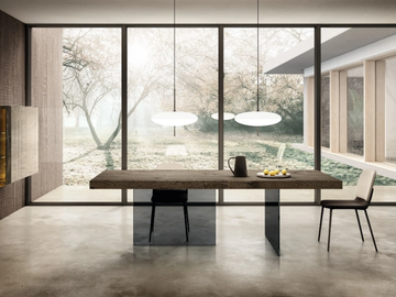 AIR WILDWOOD - Rectangular wood and glass table by Lago