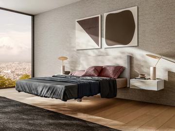 FLUTTUA - 1601 - Double bed with upholstered headboard by Lago