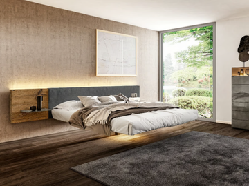 FLUTTUA 1611 - Double bed with integrated nightstands by Lago