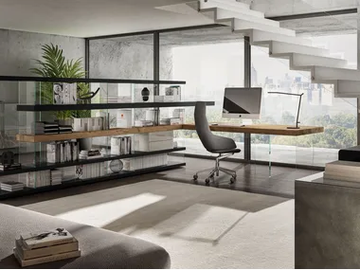 HOME OFFICE 1255 - AIR - Sectional bookcase with secretary desk by Lago