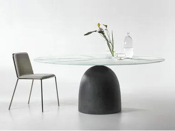 JANEIRO XGLASS - Round glass table by Lago