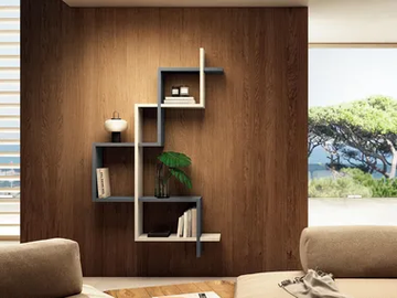 LAGOLINEA - 2125 - Floating wooden bookcase by Lago