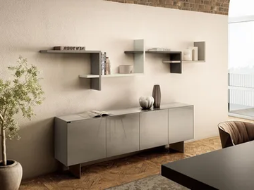 LAGOLINEA - 2628 - Open floating wooden bookcase by Lago