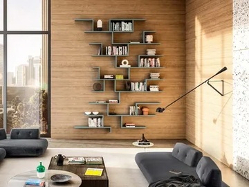 LAGOLINEA - Wall-mounted sectional wooden bookcase by Lago