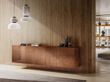 MATERIA 1009 - Suspended glass sideboard by Lago
