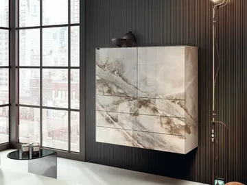 MATERIA - 1016B - Suspended glass highboard by Lago