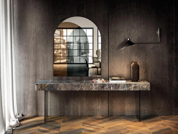MATERIA - 1475B - Rectangular glass console table with drawers by Lago