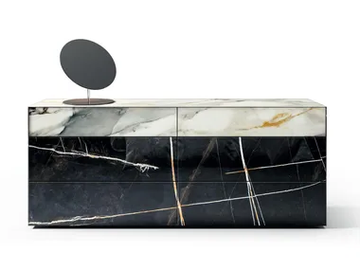MATERIA - 2144 - Marble effect glass chest of drawers by Lago