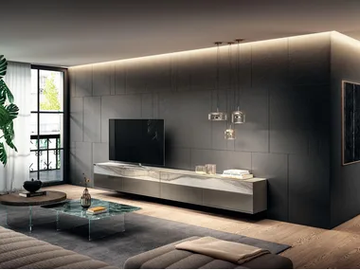 MATERIA - 2153 - Glass TV cabinet with drawers by Lago