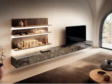 MATERIA - 2158 - Glass TV wall system by Lago