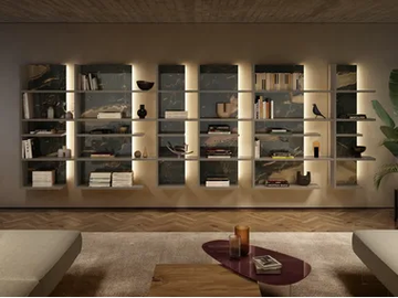 PENTAGRAM - 1456 - Floating glass bookcase by Lago
