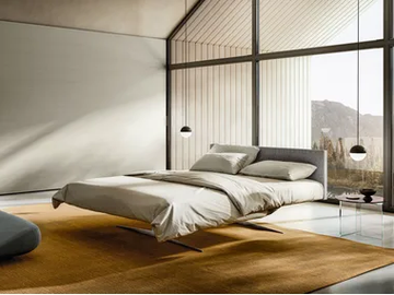 STEEL BED FREESTANDING - Double bed with upholstered headboard by Lago
