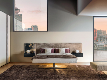 STEEL FREE 1757 - Double bed with upholstered headboard by Lago
