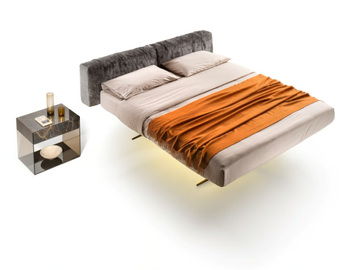 STEEL SOFT - AXUM - Fabric double bed with upholstered headboard by Lago
