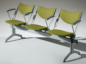 CONPASSO - Wooden beam seating with tip-up seats by LAMM