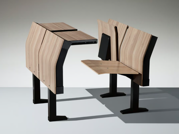 E4000 - Bench desk with integrated chairs by LAMM