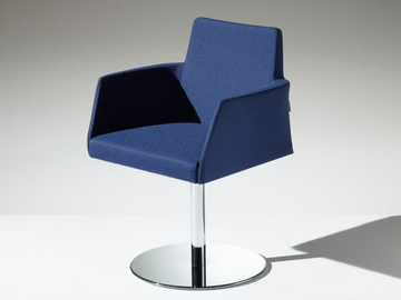 FLEET - Swivel leather easy chair with armrests by LAMM