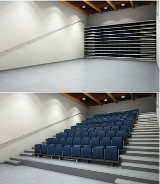 Telescopic tribune - Automatic machine to move out seats by LAMM