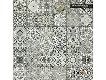 NOUVEAU RANDOM GREY - Technical porcelain flooring with encaustic effect by land porcelanico