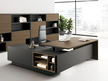 ELITE - L-shaped office desk with cable management by Las Mobili