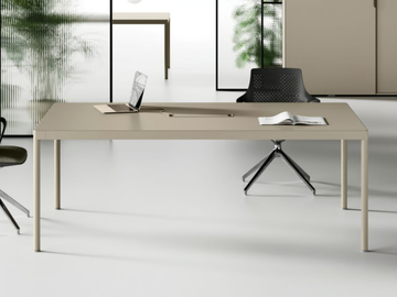 FIL ROUGE - Rectangular wooden office desk with cable management by Las Mobili