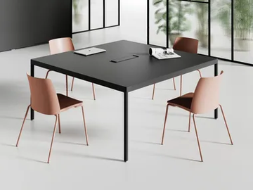 FIL ROUGE - Square wooden office desk with cable management by Las Mobili