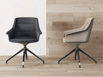 JERA - Swivel trestle-based fabric chair with armrests by Las Mobili