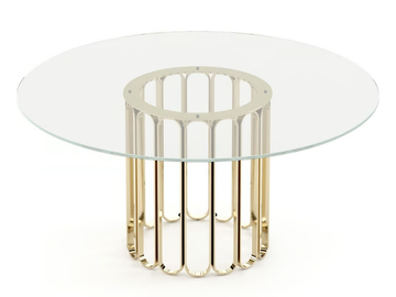 CHERYL - Round Glass and Stainless Steel dining table by Laskasas