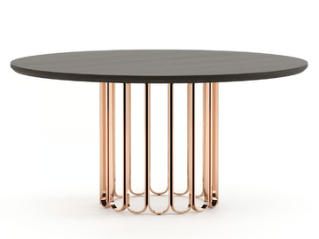 CHERYL - Round stainless steel and wood dining table by Laskasas