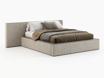DANGAR - Fabric double bed with upholstered headboard by Laskasas