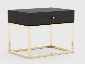 ESTER - Rectangular stainless steel and wood bedside table by Laskasas