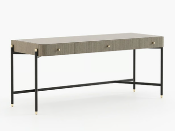 ROSIE - Rectangular wooden desk with leather-covered top by Laskasas