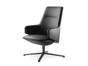 MELODY LOUNGE ML-L-N1 - Swivel leather armchair with armrests with 4-spoke base by LD Seating