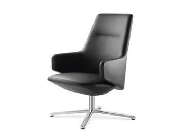 MELODY LOUNGE ML-L-N6 - Swivel leather armchair with 4-spoke base with armrests by LD Seating