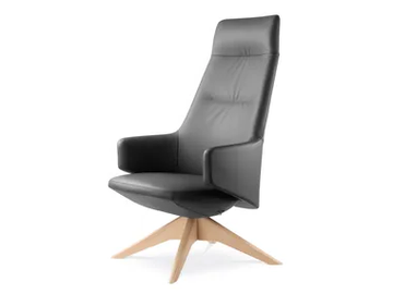 MELODY LOUNGE ML-XL-RA FW - Swivel trestle-based leather armchair high-back by LD Seating