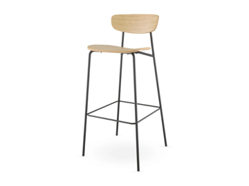 TRIVI TR-128W-N1 - Steel and wood barstool with footrest by LD Seating