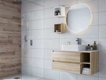 CUBIK 05 - Wall-mounted wooden vanity unit with drawers by LEGNOBAGNO