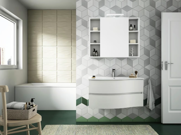 FLEX 02 - Suspended bathroom cabinet with drawers with mirror by LEGNOBAGNO
