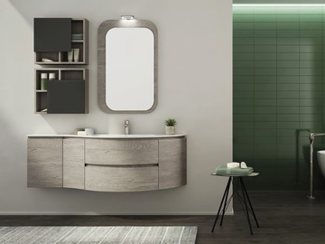 FREEDOM FC01 - Single wall-mounted HPL vanity unit with mirror by LEGNOBAGNO