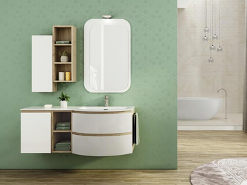 FREEDOM FC05 - Single wall-mounted HPL vanity unit with mirror by LEGNOBAGNO