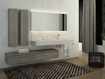 FREEDOM FL15 - Single wall-mounted HPL vanity unit with towel rail by LEGNOBAGNO